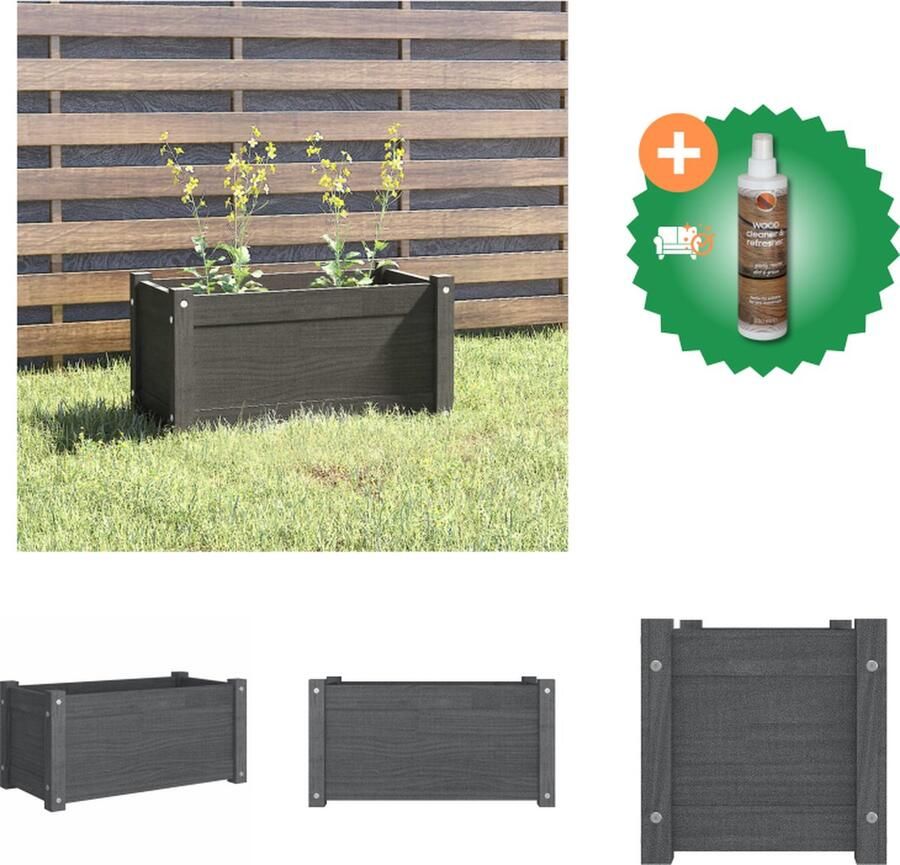 VidaXL Plantenbak 60x31x31 cm massief grenenhout grijs Bloempot Inclusief Houtreiniger en verfrisser