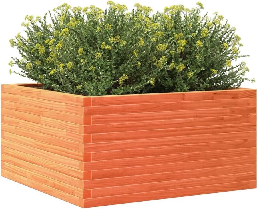 VidaXL Plantenbak 90x90x46 cm massief grenenhout wasbruin