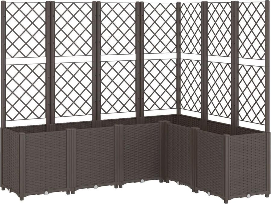 VidaXL Plantenbak met latwerk 160x120x140 cm polypropeen bruin
