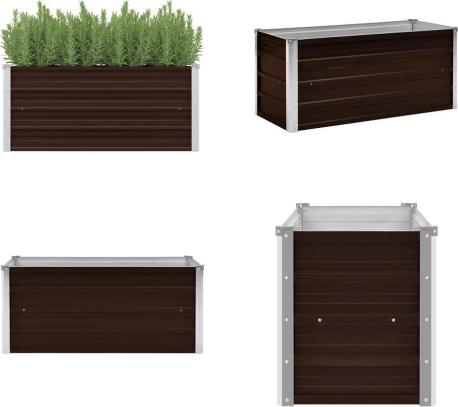 VidaXL Plantenbak verhoogd 100x40x45 cm gegalvaniseerd staal bruin Verhoogde Tuinbak Verhoogde Tuinbakken Verhoogde Plantenbak Verhoogde Plantenbakken