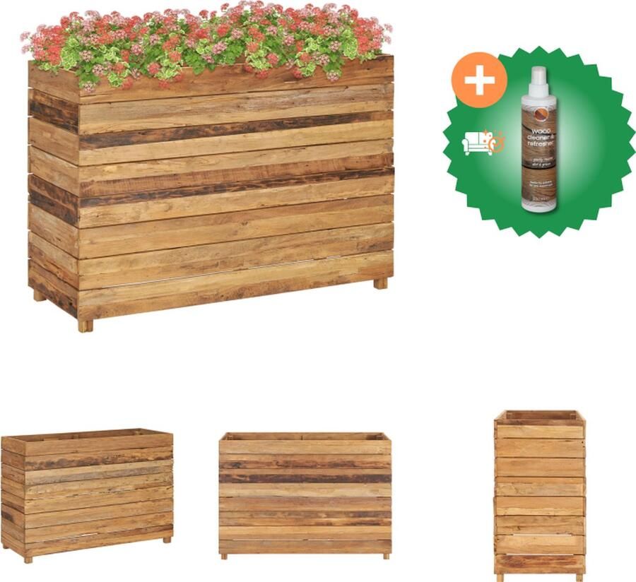 VidaXL Plantenbak verhoogd 100x40x72 cm gerecycled teakhout en staal Bloempot Inclusief Houtreiniger en verfrisser