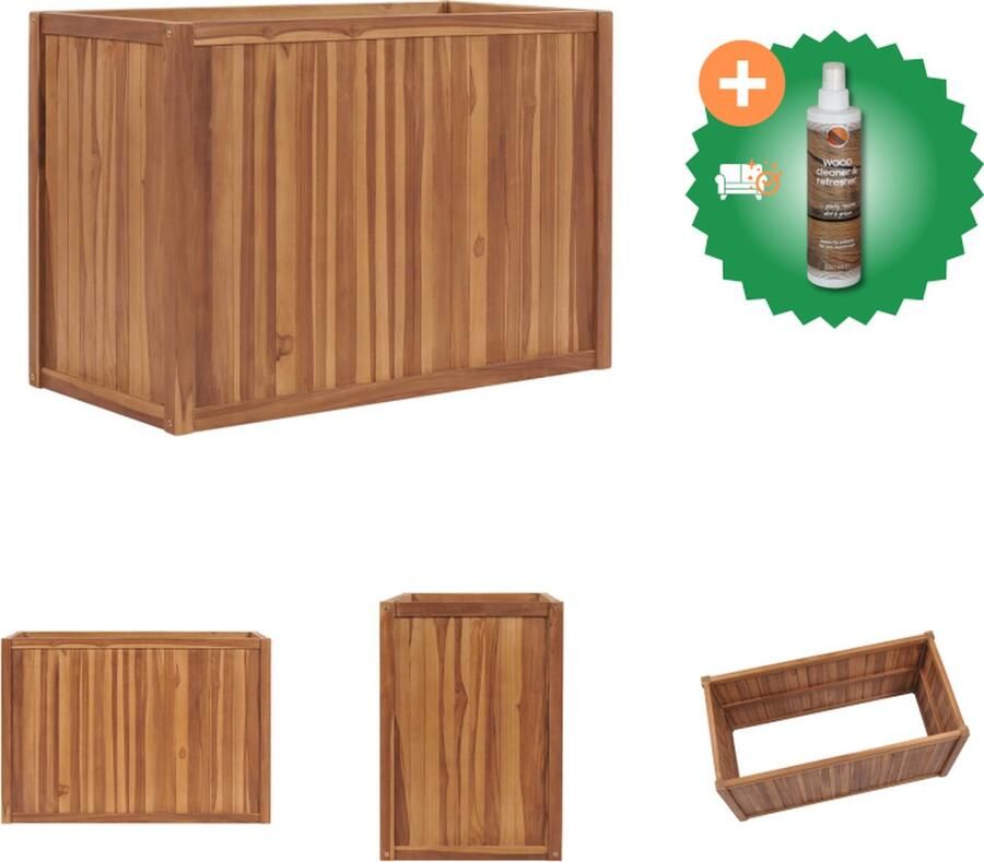 VidaXL Plantenbak verhoogd 100x50x70 cm massief teakhout Bloempot Inclusief Houtreiniger en verfrisser
