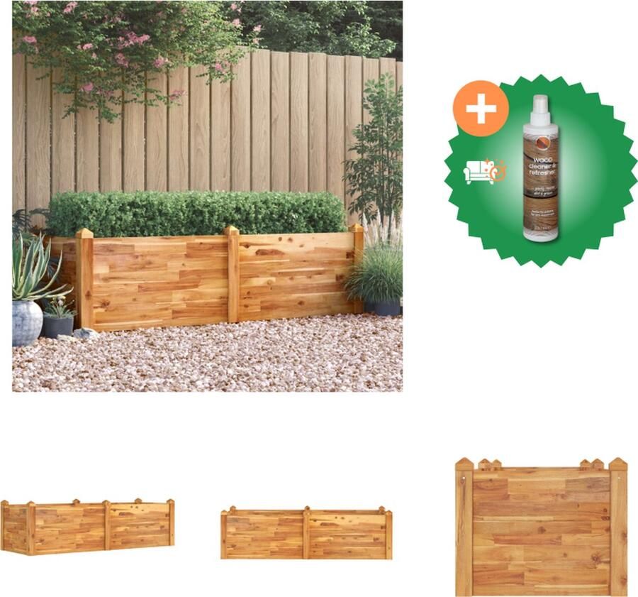 VidaXL Plantenbak verhoogd 160x60x44 cm massief acaciahout Bloempot Inclusief Houtreiniger en verfrisser