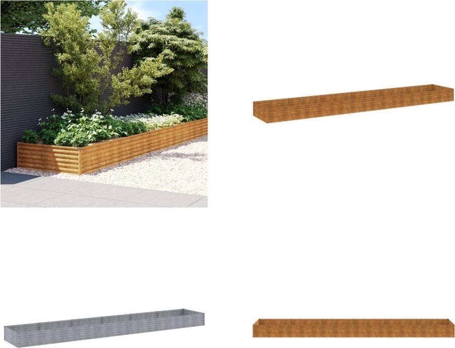 VidaXL -Plantenbak-verhoogd-579x100x36-cm-cortenstaal Verhoogde Plantenbak Verhoogde Plantenbakken Plantenbak Buiten