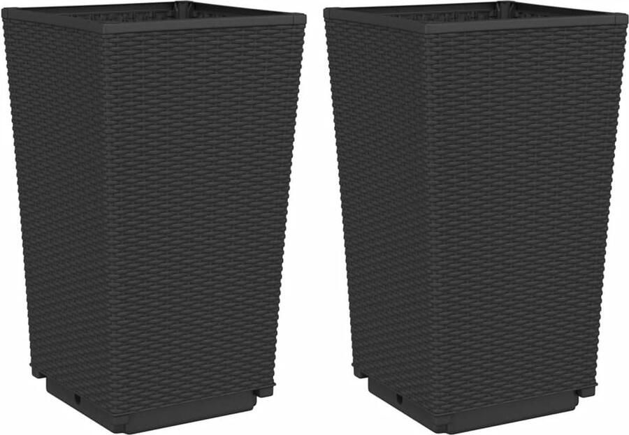 VidaXL Plantenbakken 2 st 32 5x32 5x57 cm polypropeen zwart