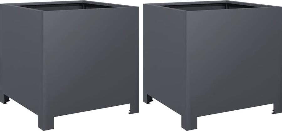 VidaXL Plantenbakken 2 st 40x40x40 cm staal antracietkleurig
