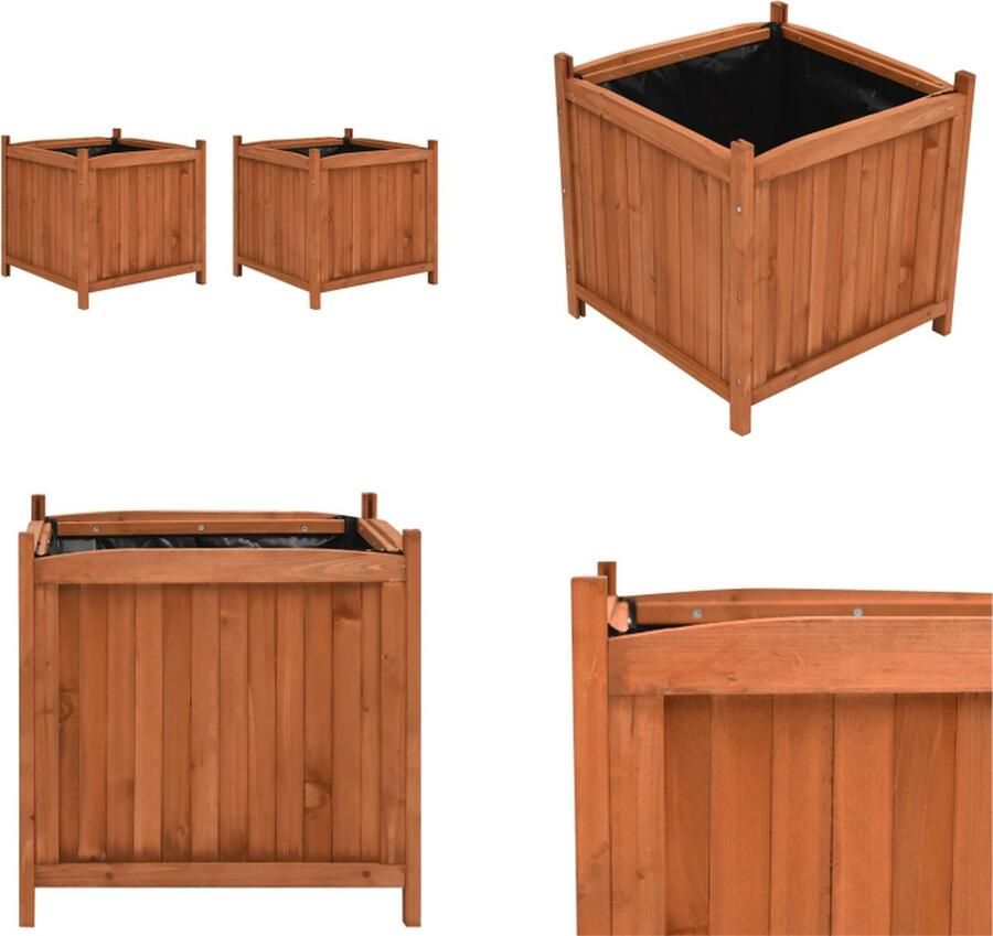 VidaXL Plantenbakken verhoogd 2 st 50x50x50 cm vurenhout Houten Plantenbak Houten Plantenbakken Verhoogde Plantenbak Verhoogde Plantenbakken