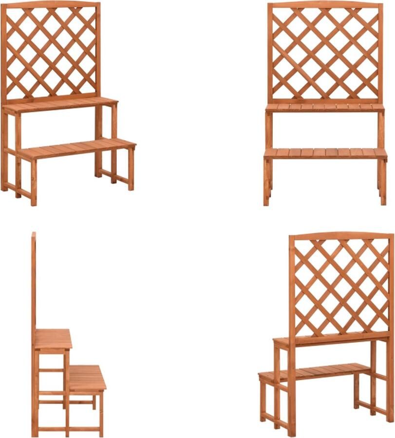 VidaXL Plantenrek met latwerk 70x42x115 cm massief vurenhout Plantenstandaard Plantenstandaarden Planten Standaard Planten Standaarden