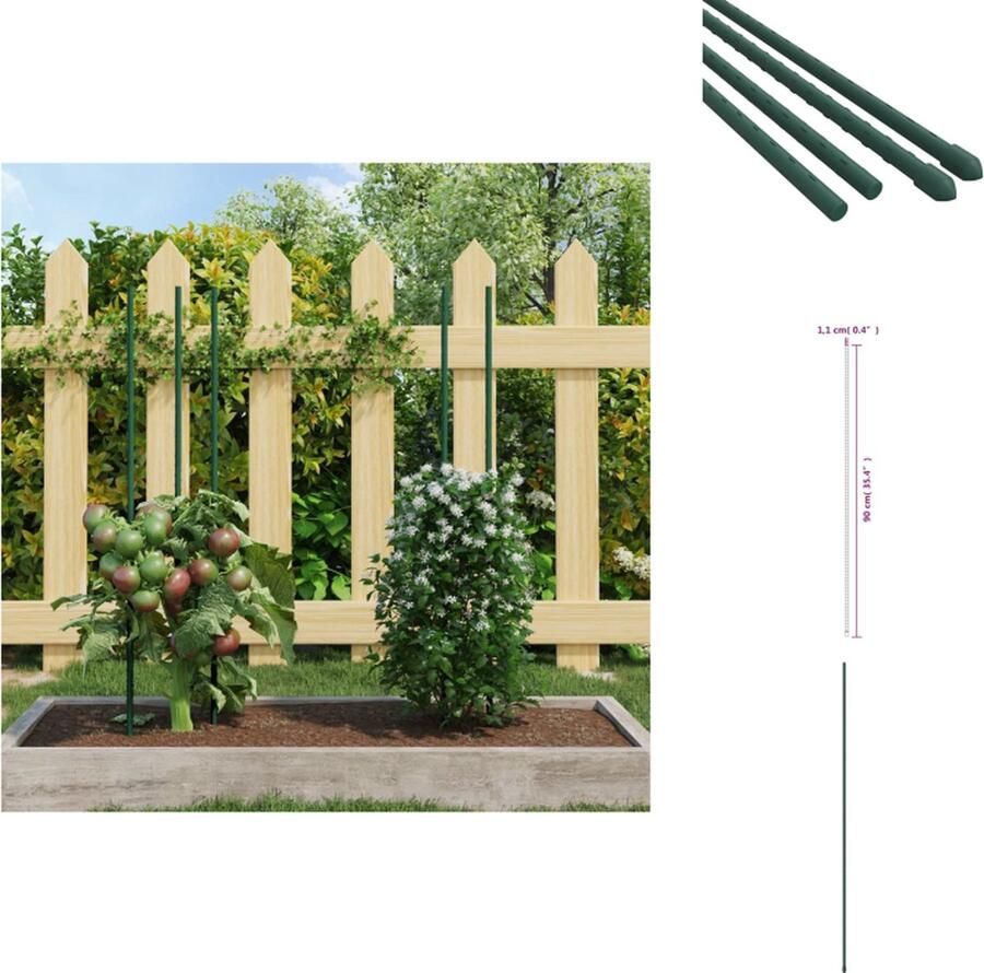 VidaXL Plantenstaken Ø1.1 x 90 cm Duurzaam staal Ondersteuning voor klimplanten Groen Plantensteun