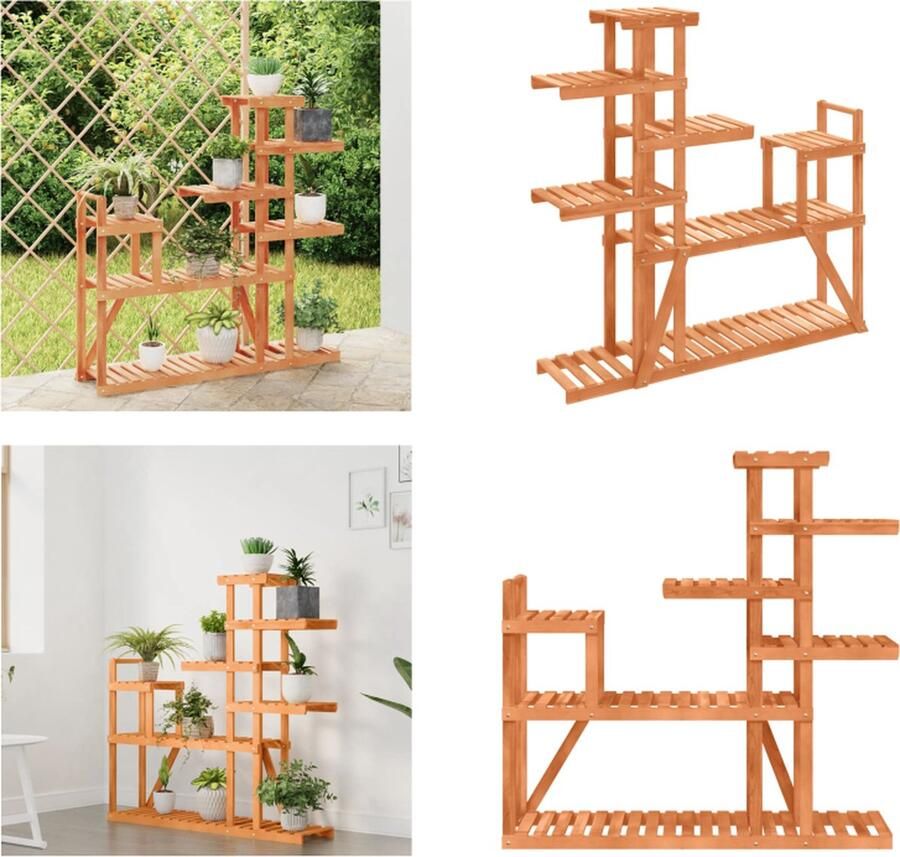 VidaXL Plantenstandaard 110x25x111 cm massief vurenhout Bloemenstandaard Bloemenstandaards Plantenstandaard Bloempotstandaard
