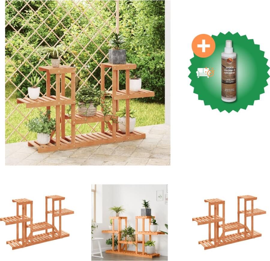 VidaXL Plantenstandaard 110x25x73 cm massief vurenhout Plantenrek Inclusief Houtreiniger en verfrisser