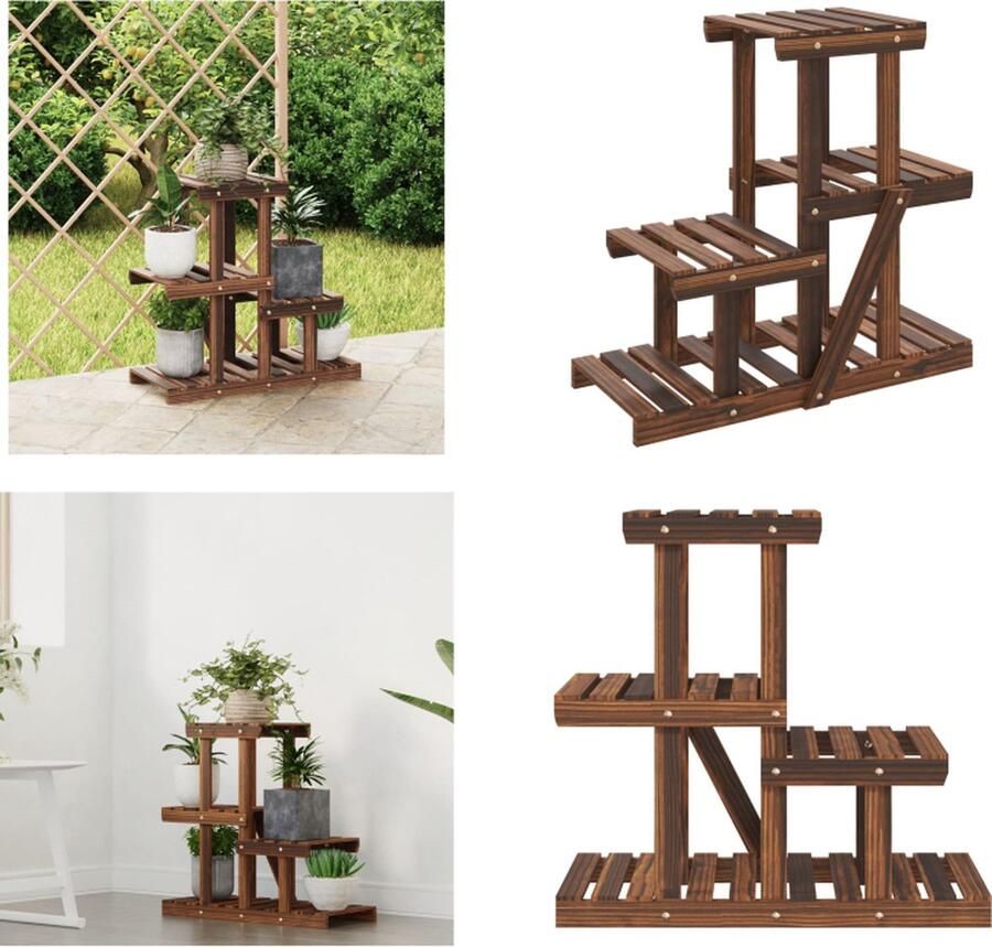 VidaXL Plantenstandaard 58x25x51 cm massief vurenhout Bloemenstandaard Bloemenstandaards Plantenstandaard Bloempotstandaard