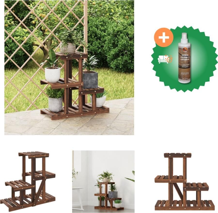 VidaXL Plantenstandaard 58x25x51 cm massief vurenhout Plantenrek Inclusief Houtreiniger en verfrisser