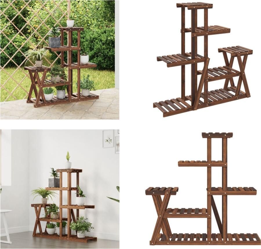 VidaXL Plantenstandaard 95x25x96 cm massief vurenhout Bloemenstandaard Bloemenstandaards Plantenstandaard Bloempotstandaard