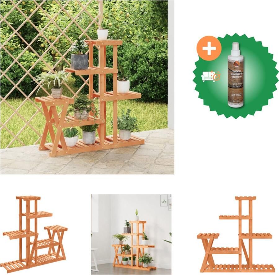 VidaXL Plantenstandaard 95x25x96 cm massief vurenhout Plantenrek Inclusief Houtreiniger en verfrisser