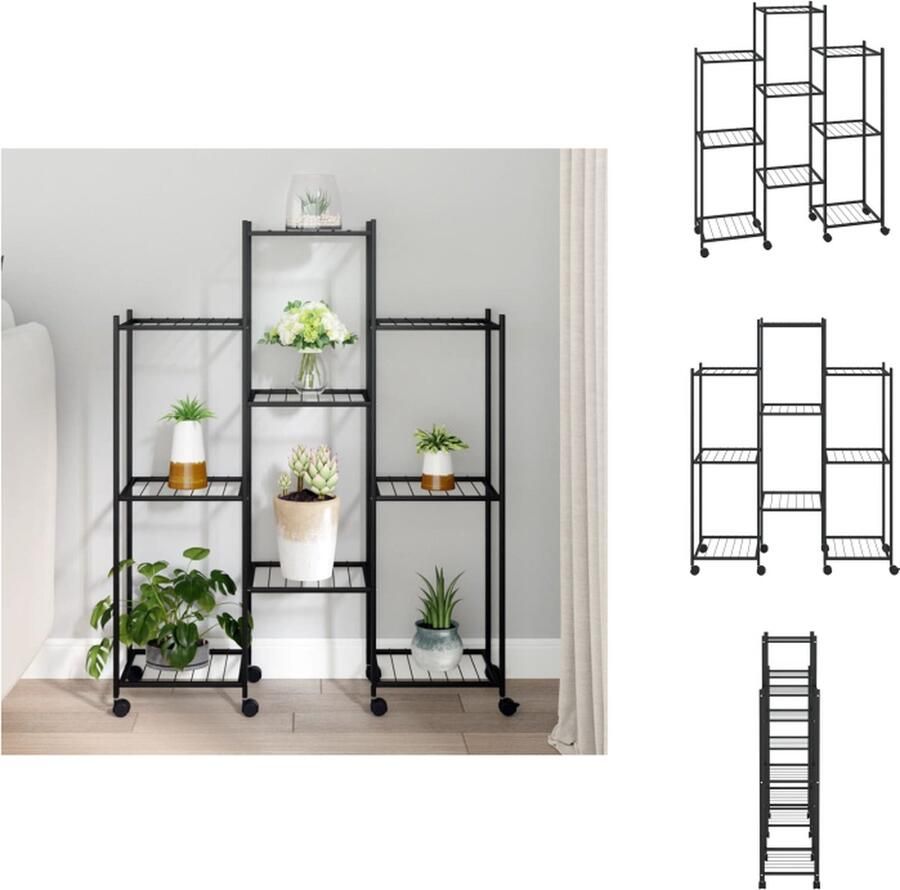 VidaXL Plantenstandaard Hoek 83x25x103.5 cm IJzeren Bloemenrek Zwart Plantenrek