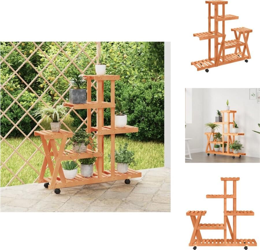 VidaXL Plantenstandaard Retro Hout 95 x 25 x 101 cm Duurzaam vurenhout Plantenrek