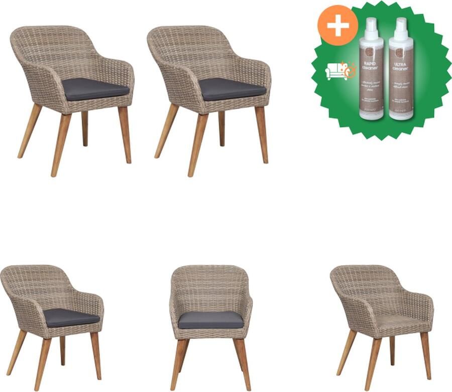 VidaXL Poly Rattan Eetstoelen Bruin 56 x 60 x 82 cm Weerbestendig PE Rattan Tuinstoel Inclusief Onderhoudsset