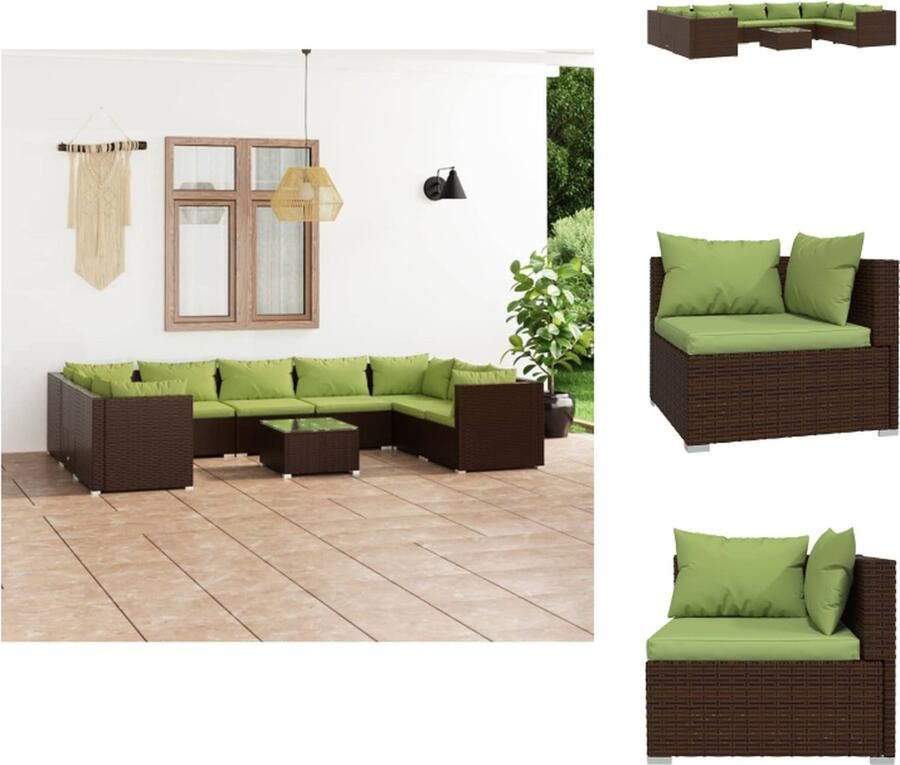VidaXL Poly Rattan Hoekbank Set Bruin Modulair Design Waterbestendig PE-rattan Stevig frame Comfortabele kussens Tuinset