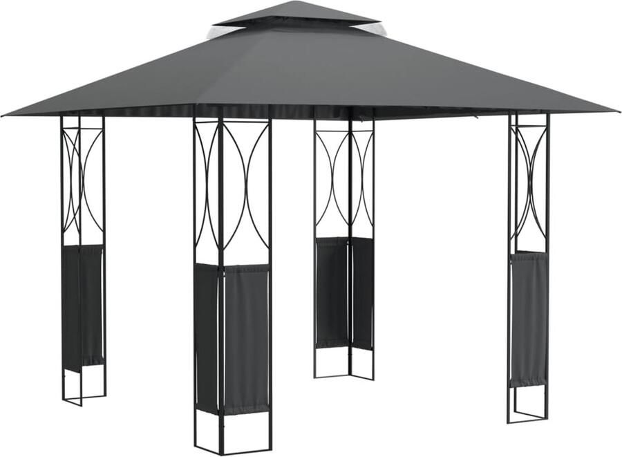 VidaXL Prieel met dak 300x300x270 cm staal antracietkleurig