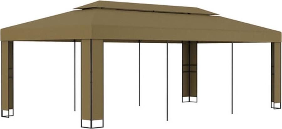 VidaXL Prieel met dubbel dak 180 g m² 3x6 m taupe
