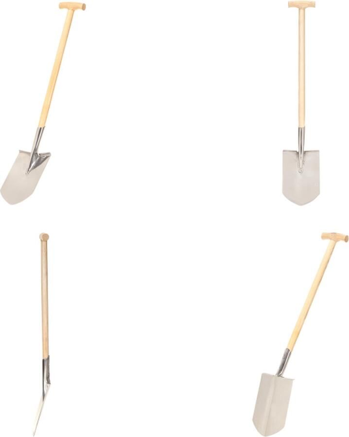 VidaXL Puntspade T-greep roestvrij staal en essenhout Tuin Schop Tuin Schoppen Schep Scheppen
