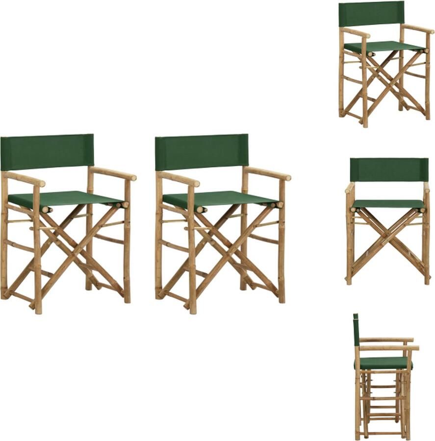 VidaXL Regisseursstoel Bamboe Groen 60 x 45 x 88 cm Tuinstoel
