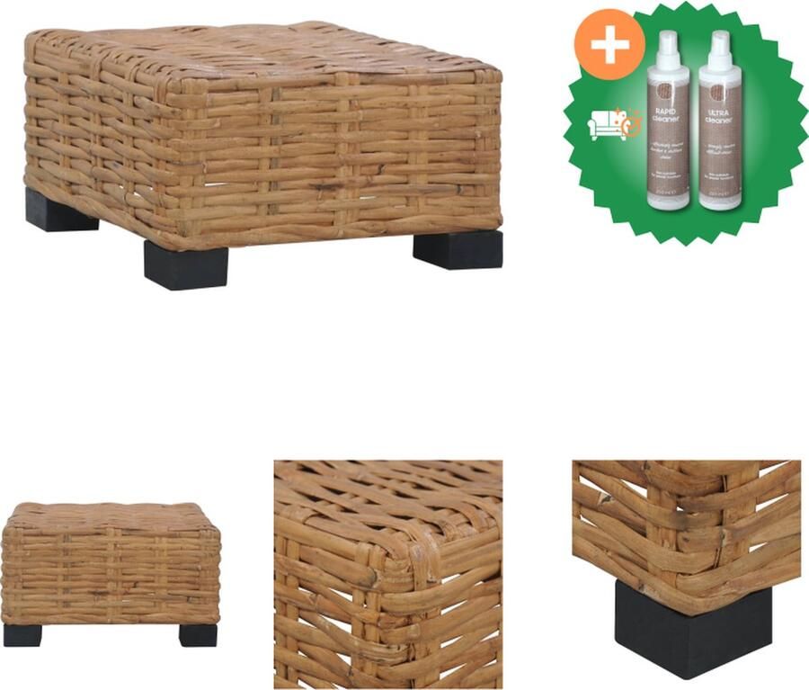 VidaXL Salontafel 47x47x28 cm natuurlijk rattan Tuinbank Inclusief Onderhoudsset