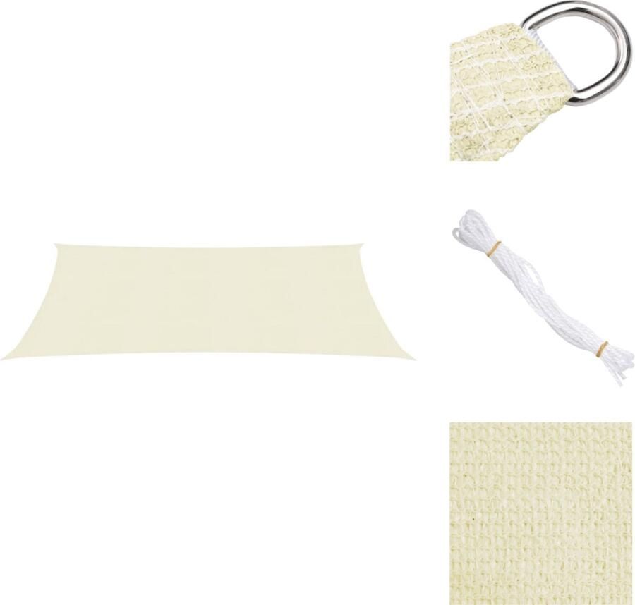 VidaXL Schaduwdoek 3.5 x 5 m HDPE Crème UV-bestendig Parasol