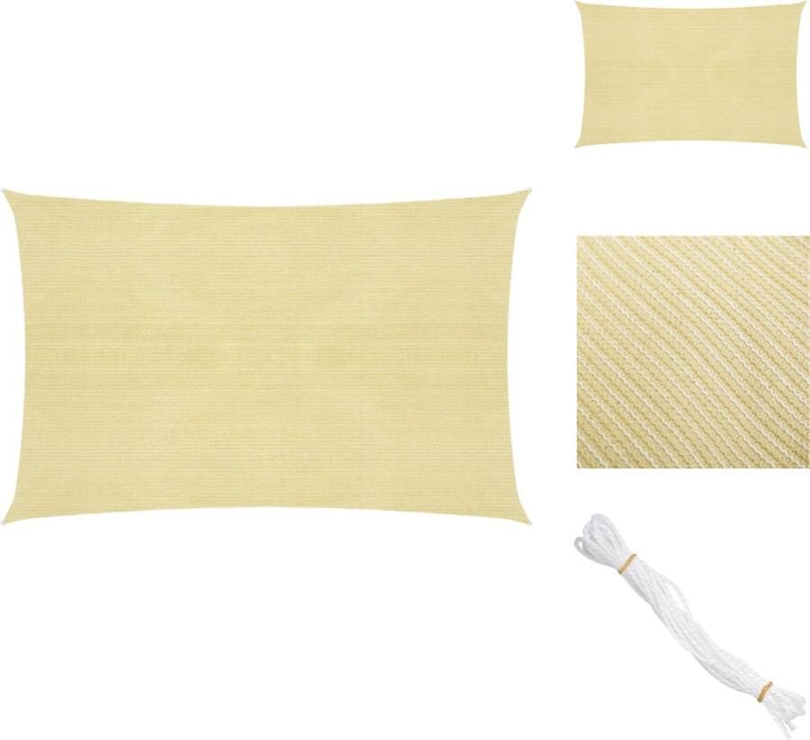 VidaXL Schaduwdoek HDPE 2 x 3.5 m beige UV-bescherming Wind- en waterdoorlatend Parasol