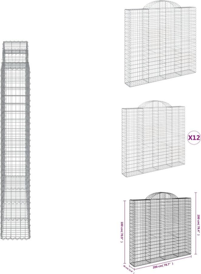 VidaXL Schanskorf Decoratieve Geluidsisolerende Tuinbarrière 200 x 30 x 180 200 cm Zilverkleurig Bloempot