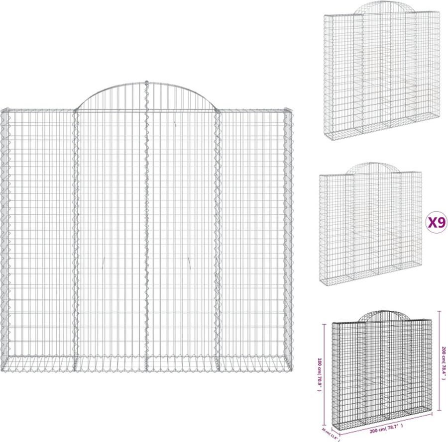 VidaXL Schanskorf Gabion Muur 200x30x180 200 cm Gegalvaniseerd IJzer Bloempot
