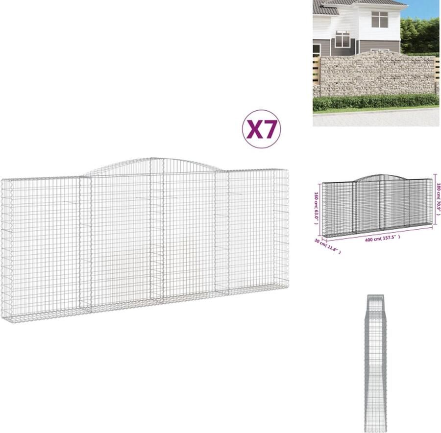 VidaXL Schanskorf Gabionmuur 400 x 30 x 160 180 cm 3.5 mm draad Bloempot