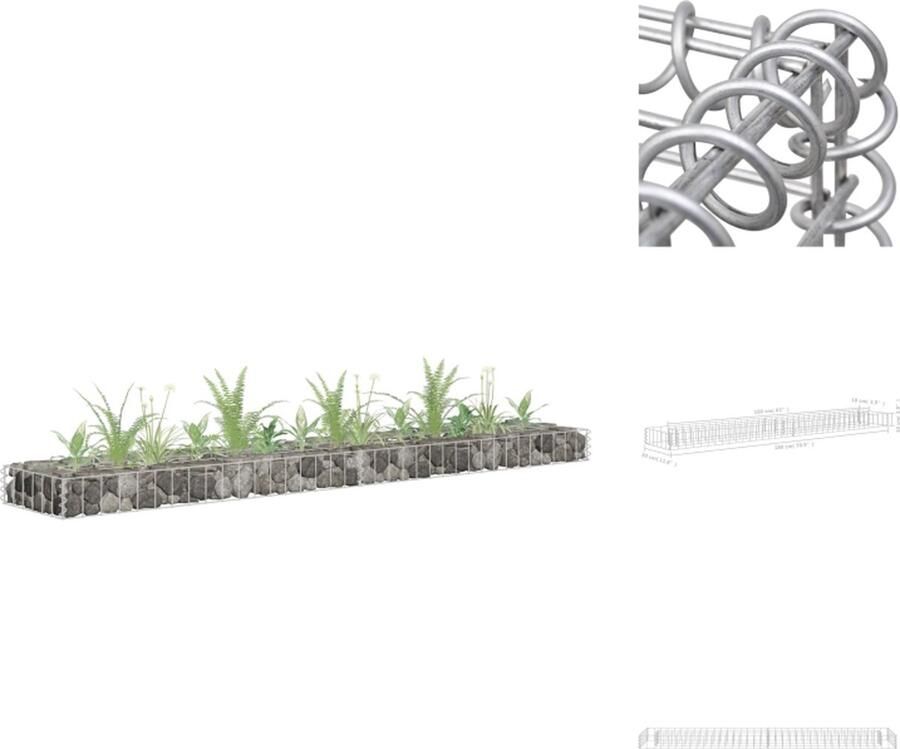 VidaXL Schanskorf plantenbak 180 x 30 x 10 cm gegalvaniseerd staal Bloempot