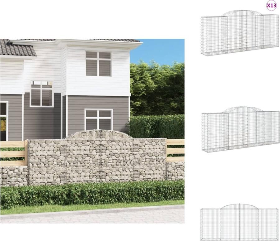 VidaXL Schanskorven Decoratieve Geluidsisolerende Tuinbarrières 300 x 50 x 120 140 cm Gegalvaniseerd IJzer Bloempot