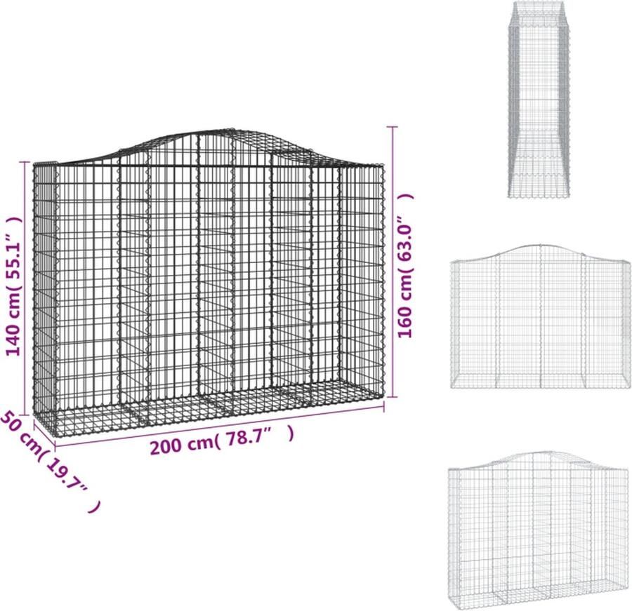VidaXL Schanskorven Tuinbarrière 200x50x140 160 cm Gegalvaniseerd ijzer Bloempot