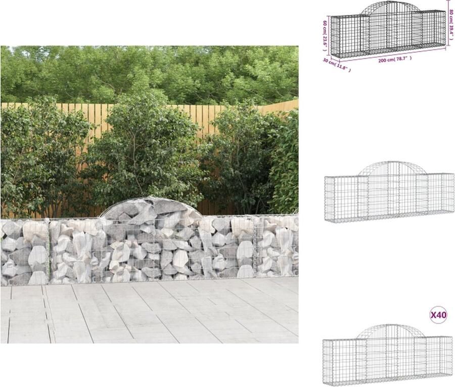VidaXL Schanskorven Tuinbarrières 200x30x60 80 cm Gegalvaniseerd ijzer Bloempot
