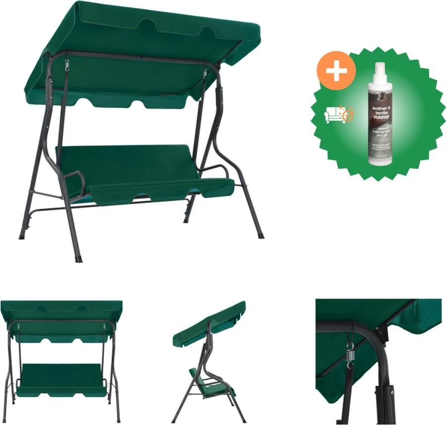 VidaXL Schommelbank 170x110x153 cm stof groen Schommelbank Inclusief Reiniger