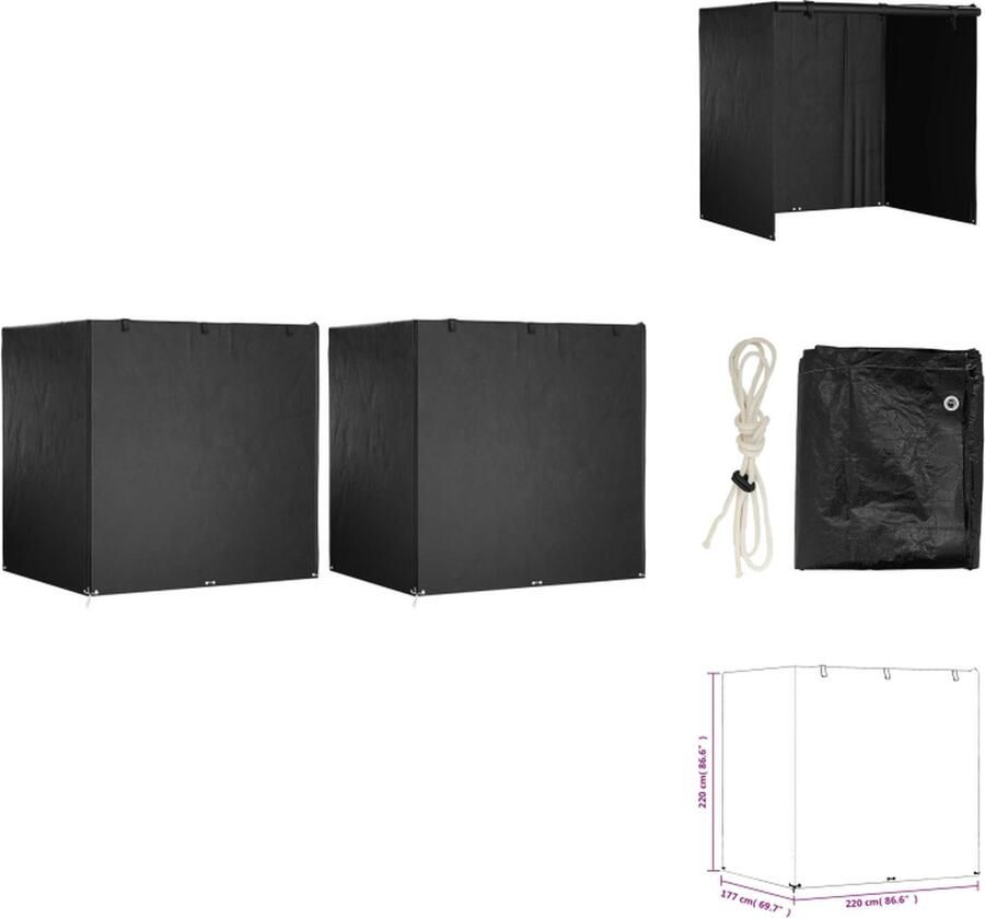 VidaXL Schommelbankhoezen Water- en uv-bestendig 220x177x220 cm PE materiaal Met 2 ritsen en oogjes Tuinmeubelhoes