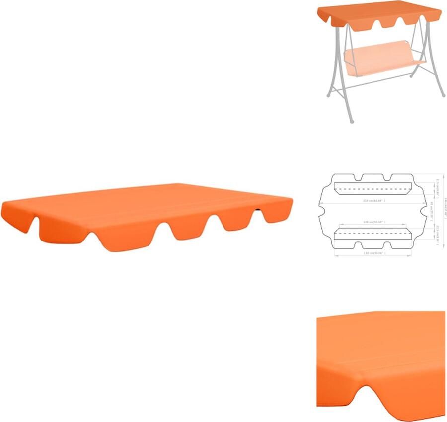 VidaXL Schommelbankluifel oranje 100% polyester stof met PVC-coating geschikt voor schommelbanken 150 130 x 70 105 cm 210 x 146 cm 270 g m² Partytent