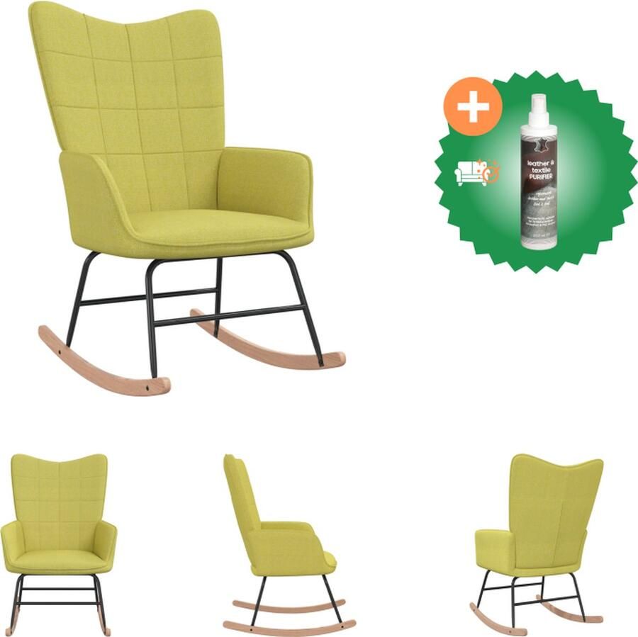 VidaXL Schommelfauteuil Groen 61 x 78 x 98 cm Stof Rubberwood Staal Montage vereist Schommelstoel Inclusief Reiniger