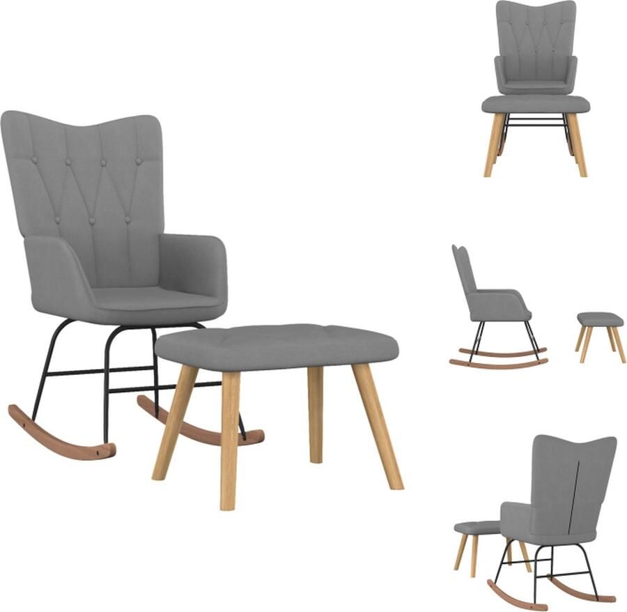 VidaXL Schommelfauteuil Relaxstoel Donkergrijs 61 x 78 x 98 cm Inclusief Voetenbank Schommelstoel