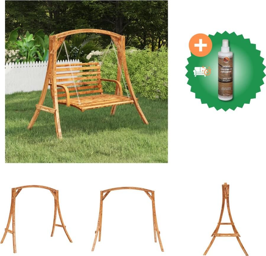VidaXL Schommelframe Massief Hout 176.5 x 101 x 169.5 cm Teakafwerking Schommelstoel Inclusief Houtreiniger en verfrisser