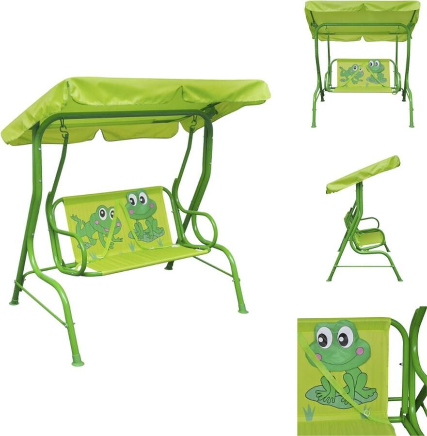 VidaXL Schommelstoel Kinderen Groen 115 x 75 x 110 cm Stalen buis en 210D oxford stof Schommelbank