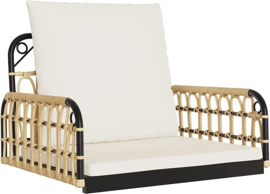 VidaXL Schommelstoel met kussens 63x58x39 cm poly rattan en staal
