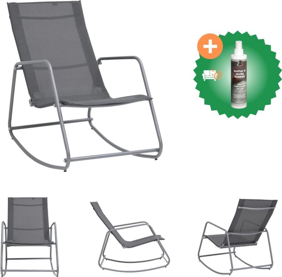 VidaXL Schommelstoel Tuin 95x54x85 cm Grijs Tuinstoel Inclusief Reiniger