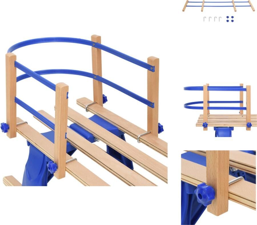 VidaXL Slee Rugleuning Praktisch Veilig en Stevig Multiplex Dubbele Latten Opvallende Kleur Beige Blauw 98.5x16x0.22cm Slee