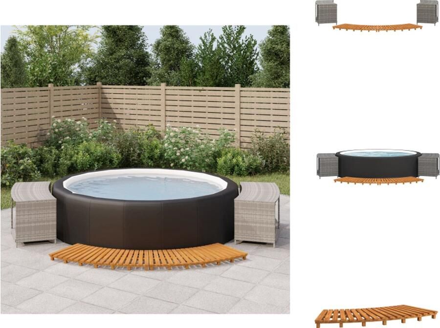 VidaXL Spa ombouw Grijs 105 112 x 45 x 55 cm PE-rattan Gepoedercoat staal Opbergrek Spa-opstapje Massief acaciahout Montage vereist 2x opbergrek 2x spa-opstapje Zwembadonderhoud