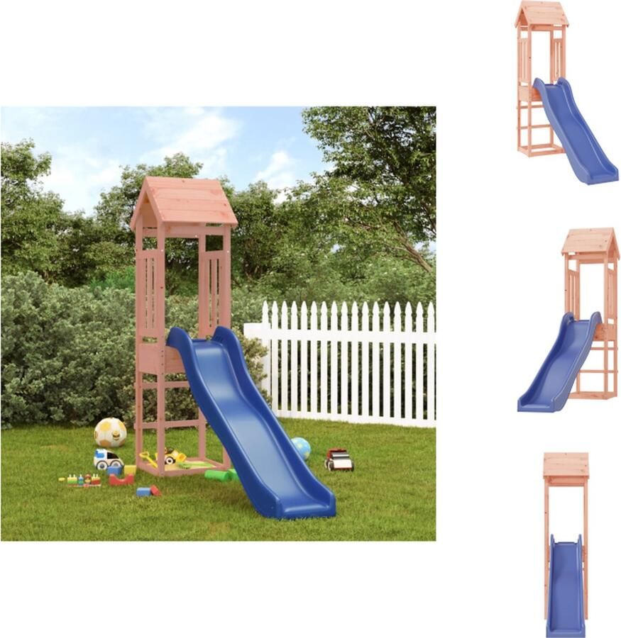 VidaXL Speeltoren Douglas Hout 256 x 64 x 207 cm Met golvende glijbaan Blauw 3-8 jaar Speeltoestellencombinatie