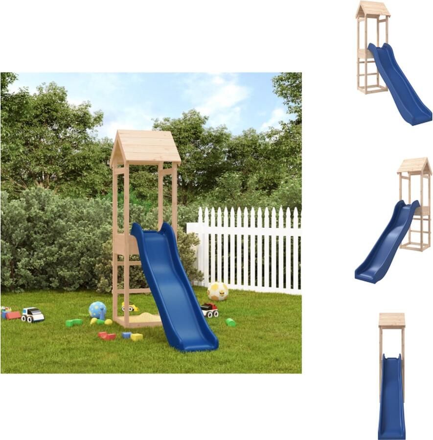 VidaXL Speeltoren Grenenhout 232 x 64 x 194 cm Met Glijbaan Geschikt voor 3-8 jaar Max 45 kg Speeltoestellencombinatie